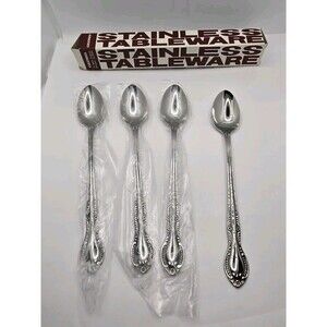 Columbia Stainless Steel Japan Flatware Beaded BNIB set of 4